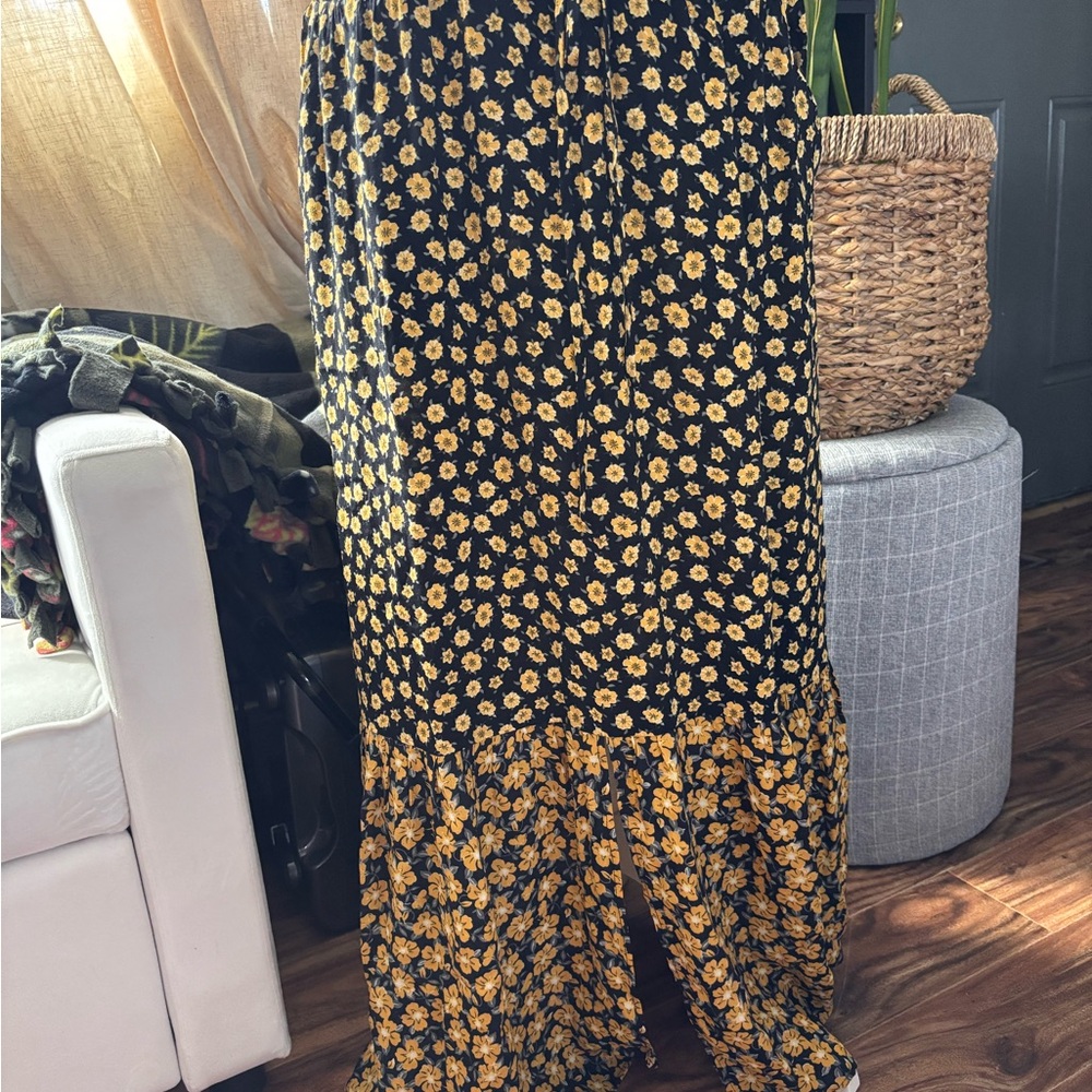 Floral Black and Yellow Skirt